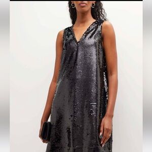 ❤️NWT MASAI GILANE BLACK SEQUIN TUNIC A-LINE DRESS - MEDIUM